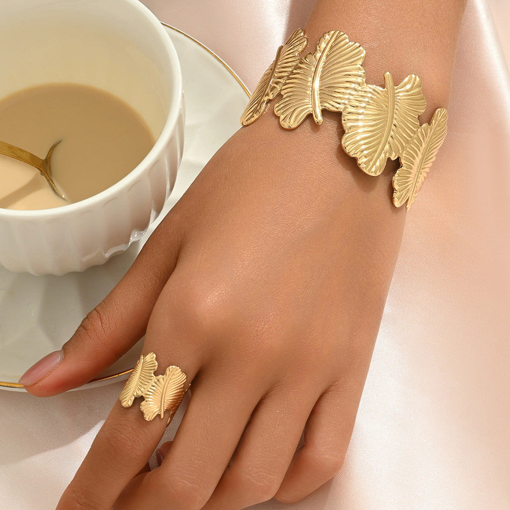 Textured Leaf Cuff Jewelry