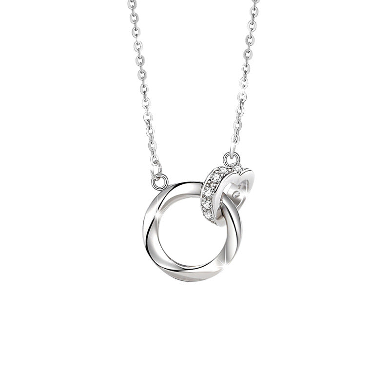 Mobius Ring 999 Pure Silver Necklace Female Niche Design Light Luxury Clavicle Chain 520 Valentine's Day Love Pendant