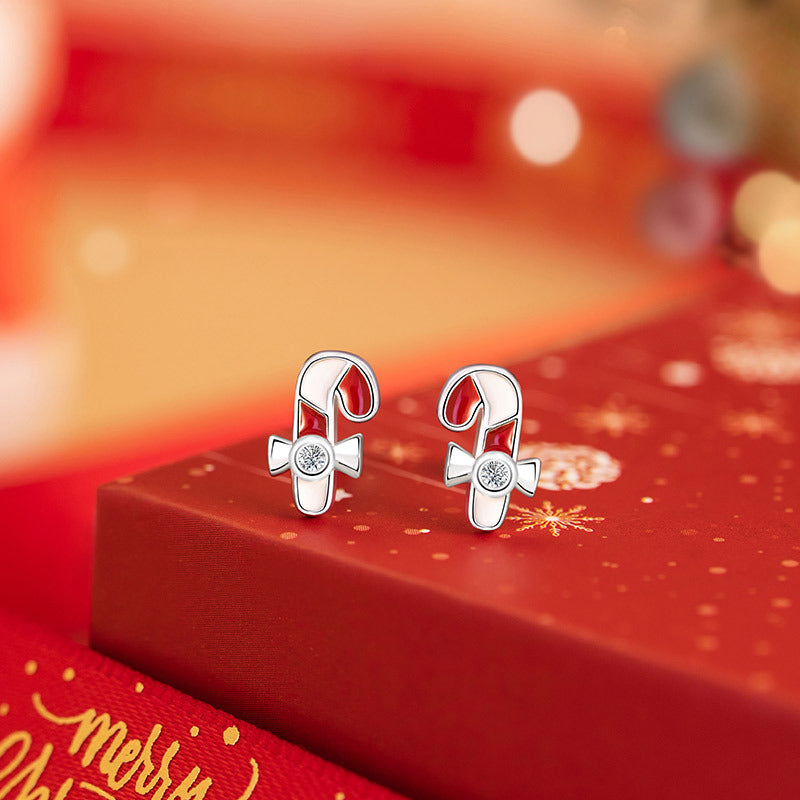 Santa Claus Sterling Silver 925 Week Earrings Light Luxury High-Grade Bell Lovely Earrings Ins Candy Socks Earrings