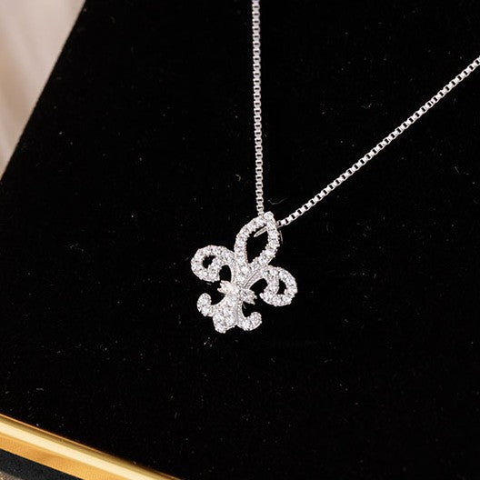 Iris Pure Silver 999 Necklace Women's Light Luxury High-Grade Zircon Flower Clavicle Chain Ins Little Red Book Same Pendant