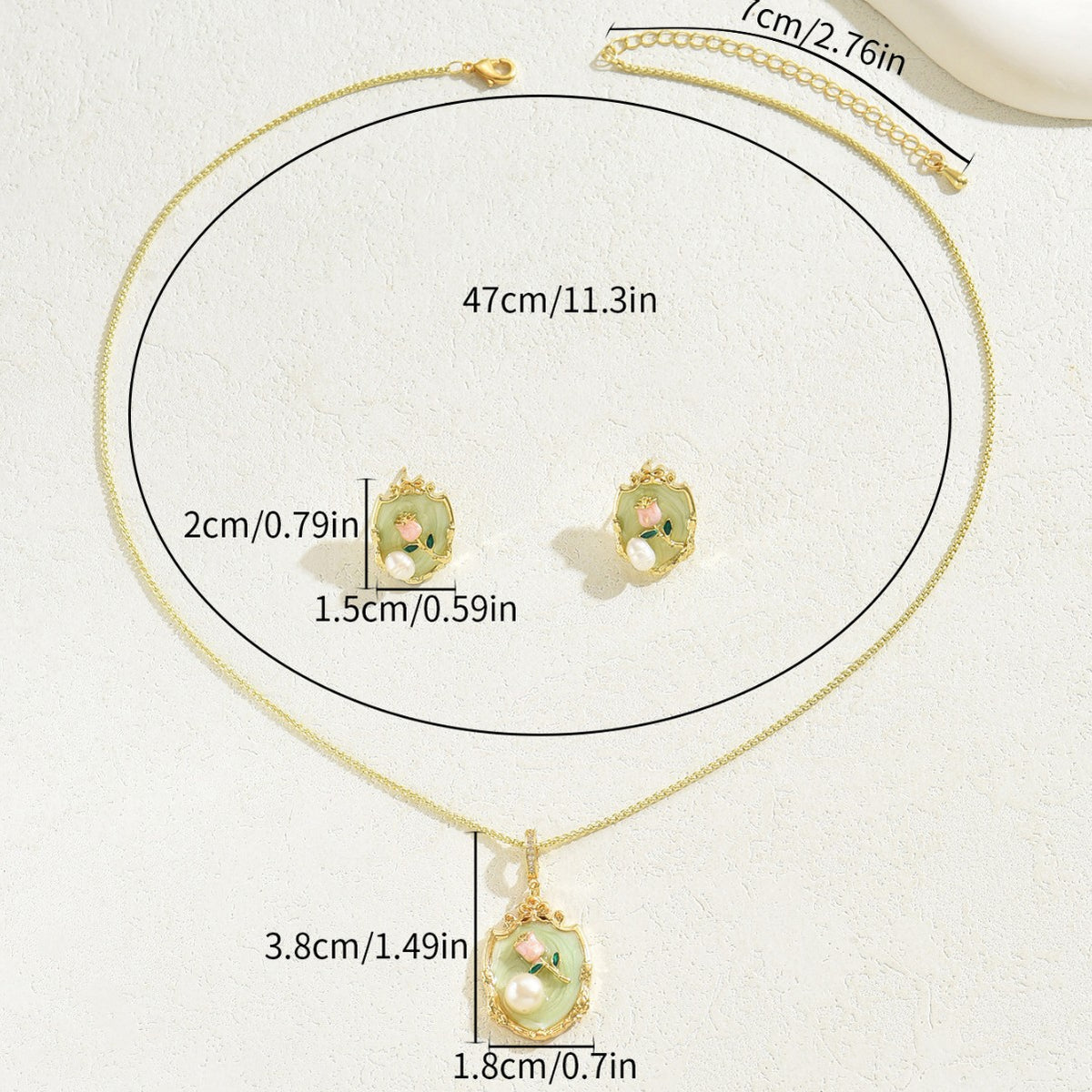 Pale Green Floral Pendant Jewelry — product image 3