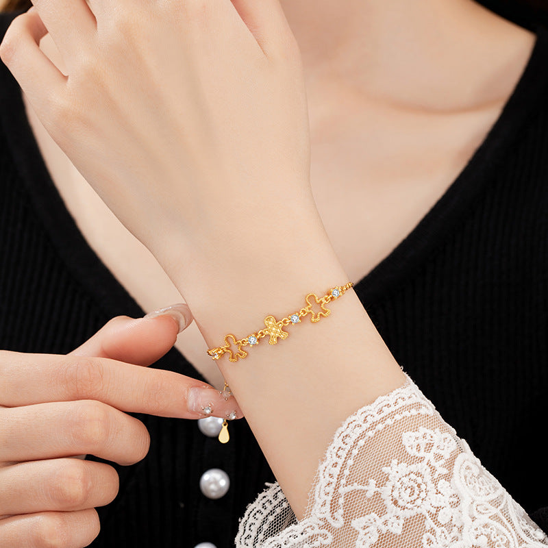 Ginger Cake Man Sterling Silver 925 Bracelet Female Niche Design Light Luxury Zircon Bracelet Ins Style Valentine's Day Star Bracelet