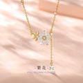 Flowers like Brocade Sterling Silver 925 Necklace Female Niche Design Light Luxury Flower Clavicle Chain Ins Style Sunflower Pendant