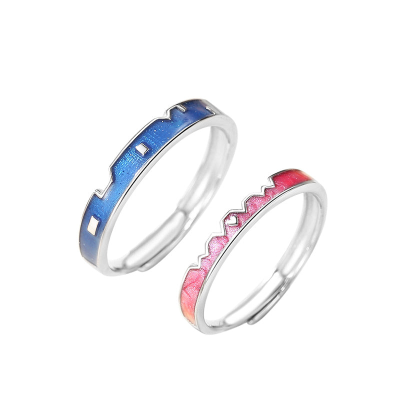 Adjustable Sterling Silver Star & Moon Ring