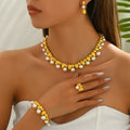 Golden Bead and Pearl-Effect Jewelry