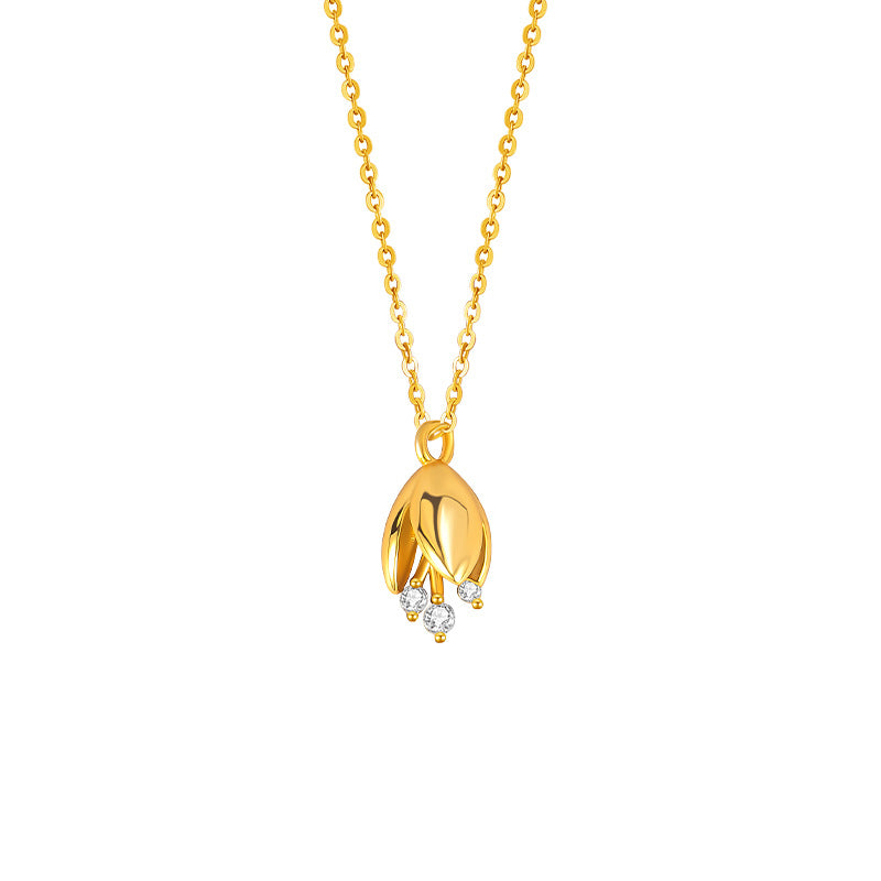 Light Luxury Orchid S925 Sterling Silver Necklace Female Niche Diamond-Embedded High-Grade Clavicle Chain Romantic Confession Girlfriend Gift