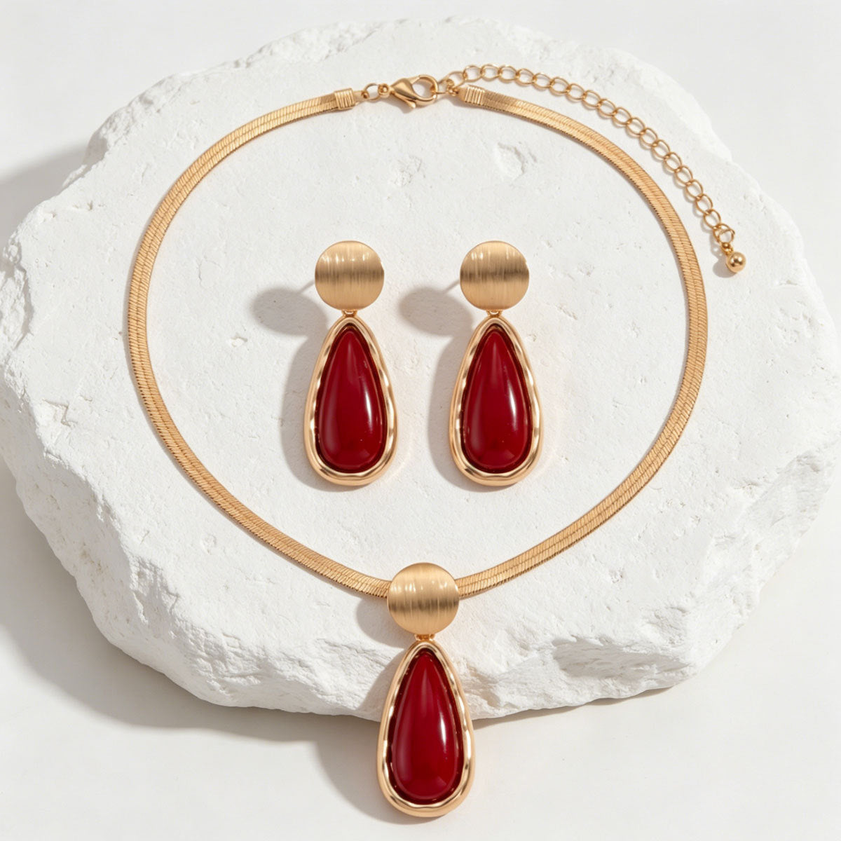 Deep Red Teardrop Collar Jewelry — product image 4