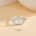Pig Nose Sterling Silver S925 Ring Women's Light Luxury Fashion Versatile Zircon Ring Ins Style Small Square Candy Bracelet