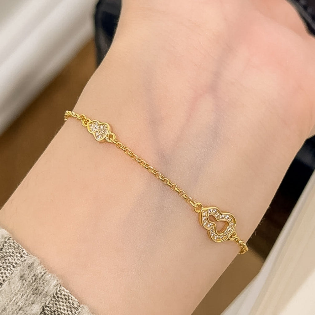 Gourd Sterling Silver 925 Bracelet Female Niche Design Light Luxury Fu Lu Double Full Bracelet Ins High-Grade Zircon Bracelet