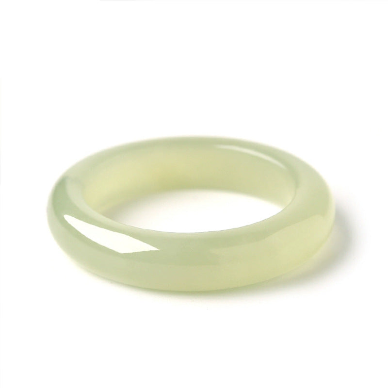 Natural Hetian Jade Sunny Water Couple Ring New Chinese National Fashion Jade Plain Ring Ins Qixi Birthday Gift Pair Ring