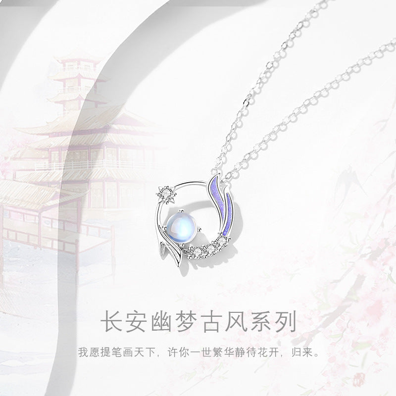 Original Design Chang'an Dream Necklace Female S925 Sterling Silver Valentine's Day Glaze Niche Simple Temperament Pendant