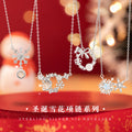 Snowflake Sterling Silver 925 Necklace Female Niche Design Light Luxury Glass Stone Star Clavicle Chain Ins Christmas Pendant