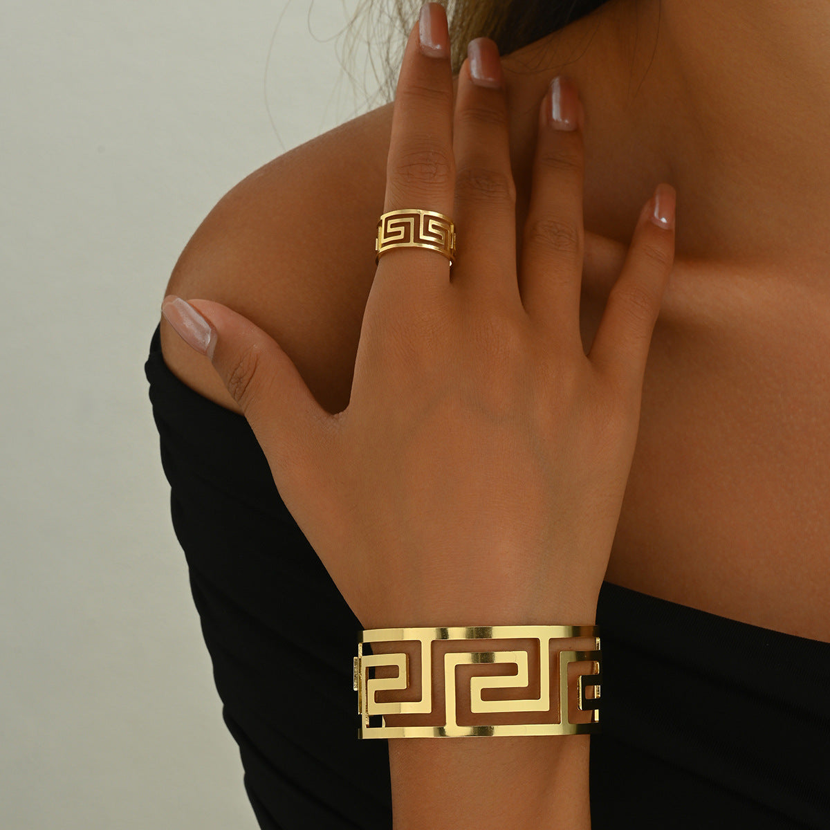 Greek-Key Open Cuff Jewelry