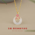 Cherry Blossom Sterling Silver 925 Chalcedony Necklace Female Niche Design Light Luxury Flower Clavicle Chain Ins Style Safety Buckle Pendant