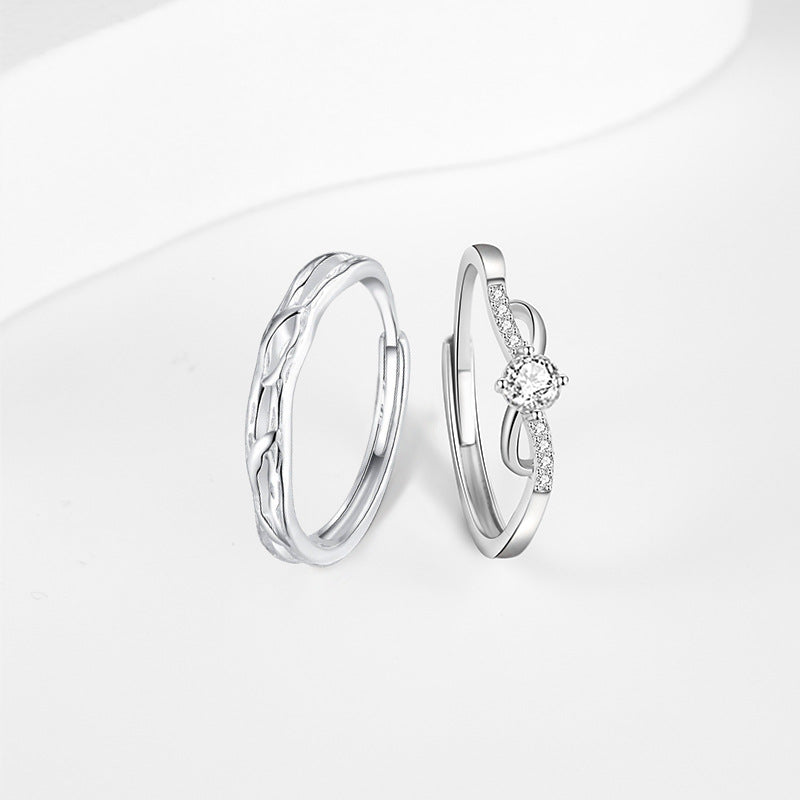 Lianlizhi Sterling Silver 925 Couple Ring Female Light Luxury High-Grade White Crystal Ring Ins Valentine's Day Gift Ring