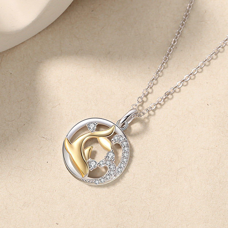A Shell Has Your Sterling Silver 925 Couple Necklace Men's and Women's Light Luxury Niche Design Clavicle Chain Whale Has Your Pendant