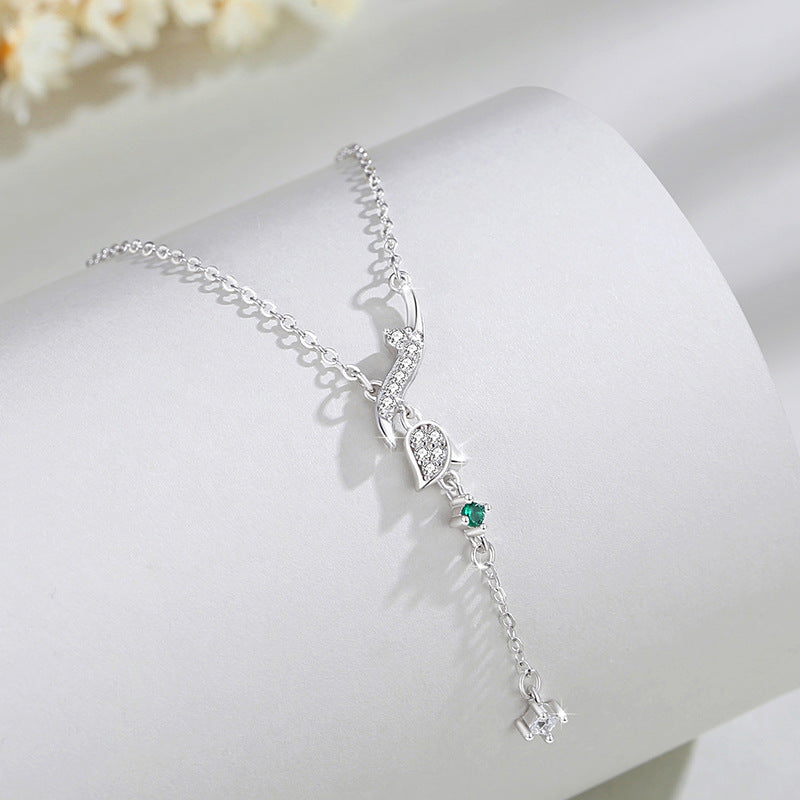 Original Lily Sterling Silver 925 Necklace Female Niche Design Light Luxury Tassel Clavicle Chain Ins Style Flower Pendant