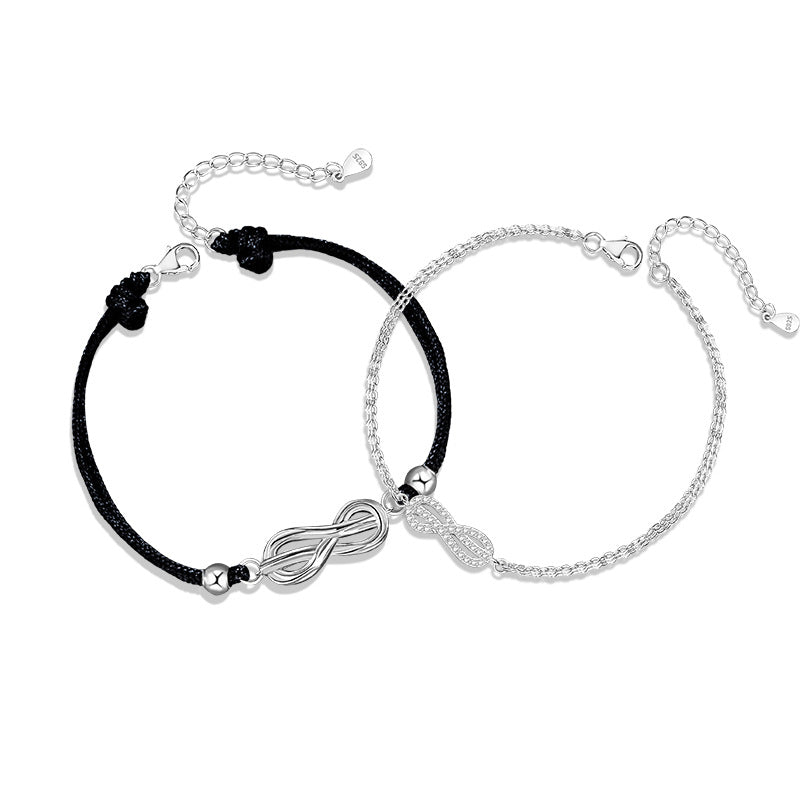 Infinite Symbol Sterling Silver 925 Couple Bracelet Niche Design Light Luxury Zircon Bracelet Mobius Ring Bracelet