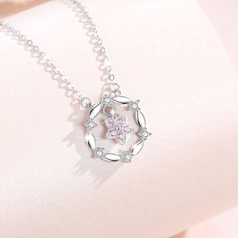 Five-Pointed Star Sterling Silver 925 Necklace Female Niche Design Light Luxury Zircon Clavicle Chain Get Things Ins Style Garland Pendant