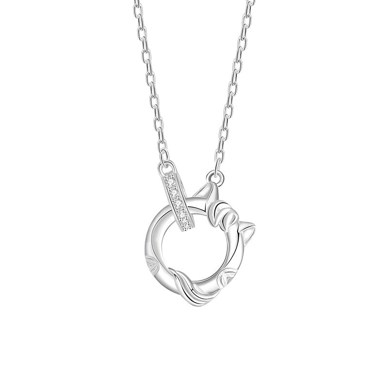 Immediately Rich Sterling Silver 925 Necklace Women's Light Luxury Animal Year Mobius Ring Clavicle Chain Ins Zodiac Horse Pendant
